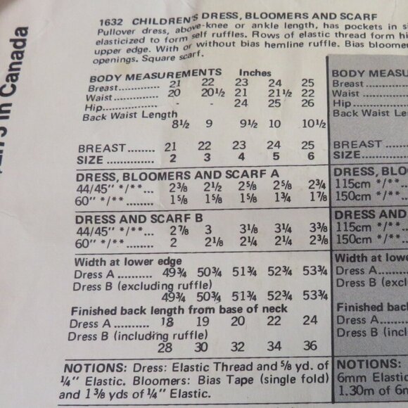 Little Vogue 1632 Clothing Pattern Sun Dress, Bloomers, Scarf complete - Picture 6 of 8